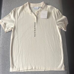 Kohl's Antique White Short Sleeve Button Down Polo Shirt